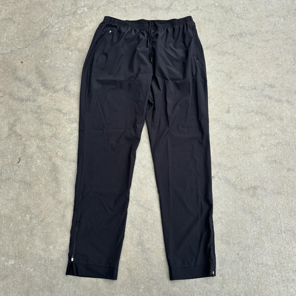 American Tall Track Pants Mens XLT Black Athletic Elastic Waist Zip Pockets